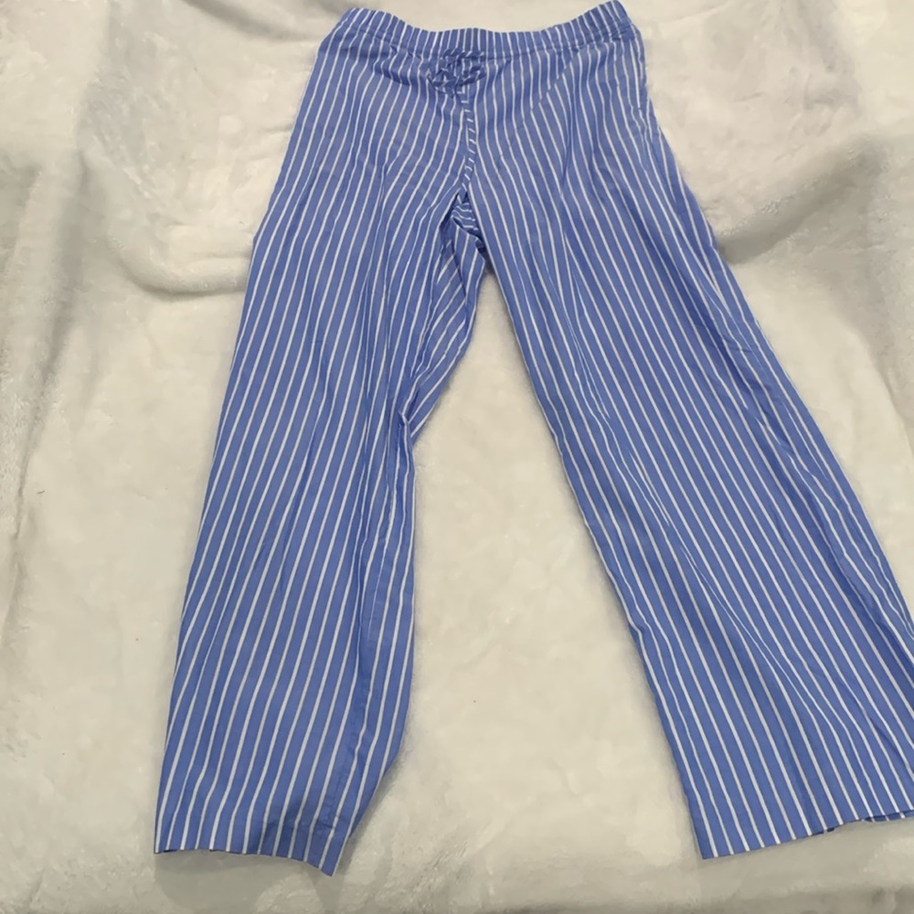 H & M 2 pocket pull on pants, elastic waistband blue with white strips Size M - Picture 3 of 4
